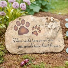 jinhuoba Pet Dog Memorial Stones Headstones Plaques with Angel, Sympathy Paw ...