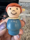 RARE VINTAGE FISHER PRICE LITTLE PEOPLE GIRL BLUE WOOD BODY BOB HAIR