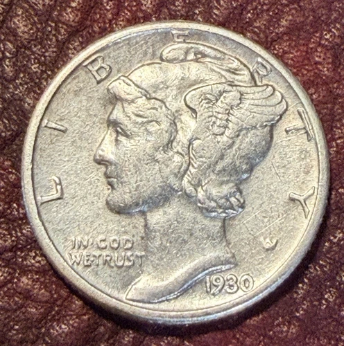 USA -  1930-P Silver Mercury Dime 90% Silver - AU FREE SHIP!