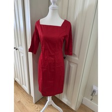 GLAM COUTURE Red Sheath Dress Square Neck 3/4 Sleeve Cocktail Workwear M NWT