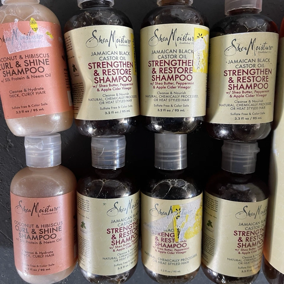 Champú de aceite de ricino negro jamaicano Shea Moisture coco hibisco MIXTO lote de 9 Foto 2 de 3