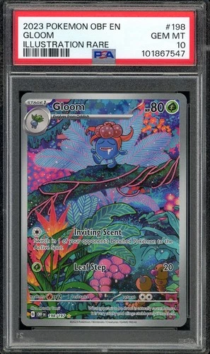 Pokemon TCG Scarlet Violet Obsidian Flames #198 Gloom Illustration Rare PSA 10