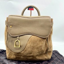 Gucci Horsebit Saddle Backpack Shoulder bag Brown Suede Leather Y2K Vintage Auth