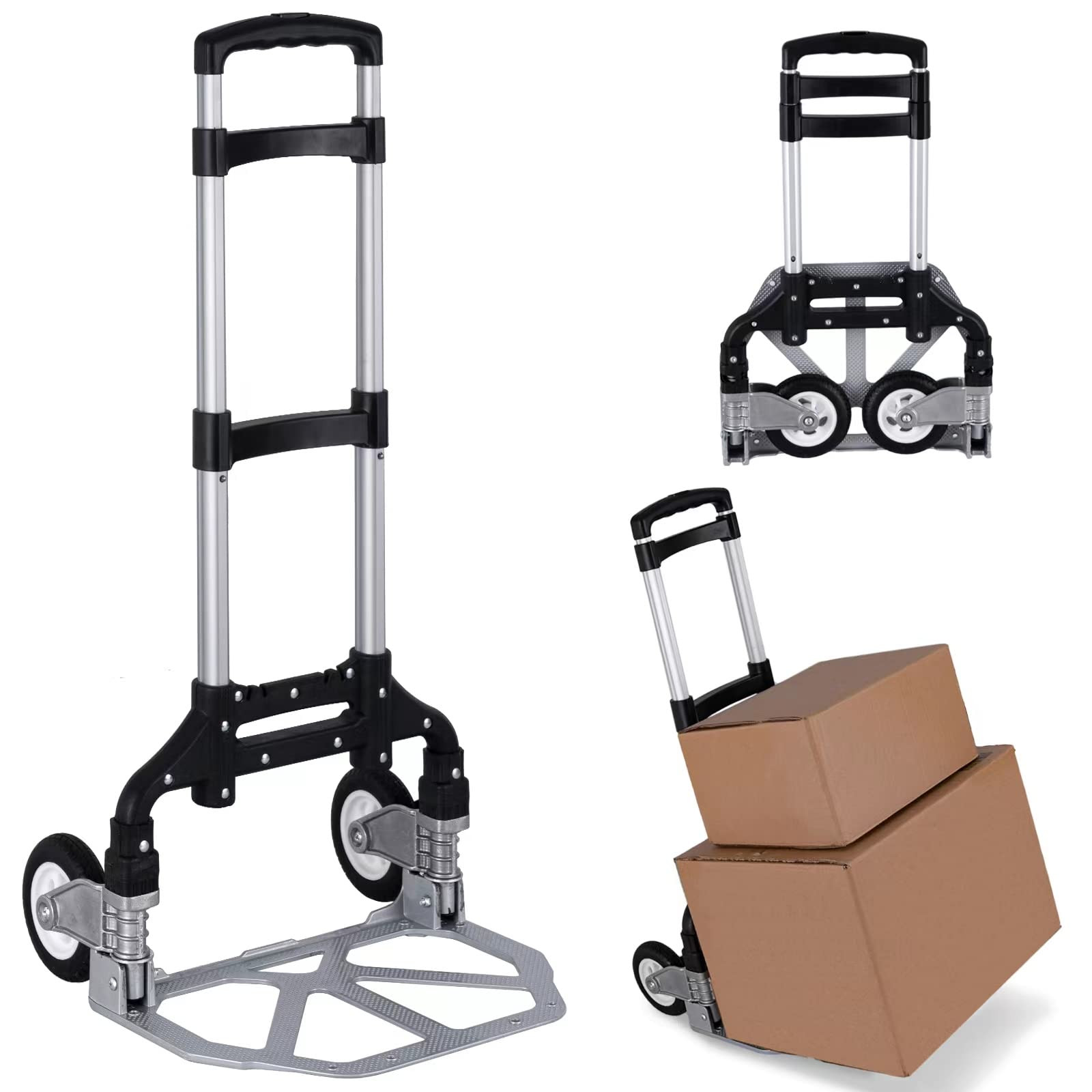 Folding Hand Truck Portable Foldable Dolly Cart Aluminum Luggage Cart Trolley...
