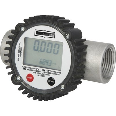 Roughneck Digital Fuel Meter, 1 30 GPM, 1in. Inlet/Outlet