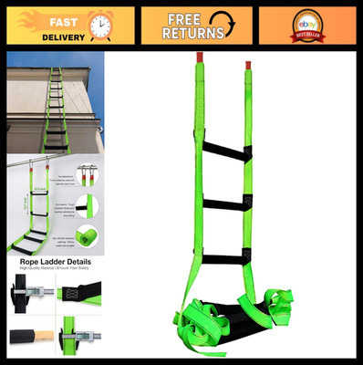 10ft Portable Fire Escape Ladder, Safety Rope with 2 Hooks for 2-3 Story Homes