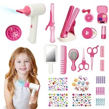 Hair Salon Toys for Girls, 45PCS Salon Hair Stylist Pretend Makeup Kit with H...