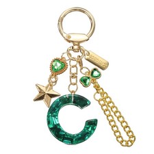Initial Letter Keychain for Women Cute Heart Butterfly Star Chain Green C
