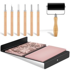 Block Printing Kit Include 1 Pcs Bench Hook and Inking Plate 2 Pcs Linoleum B...