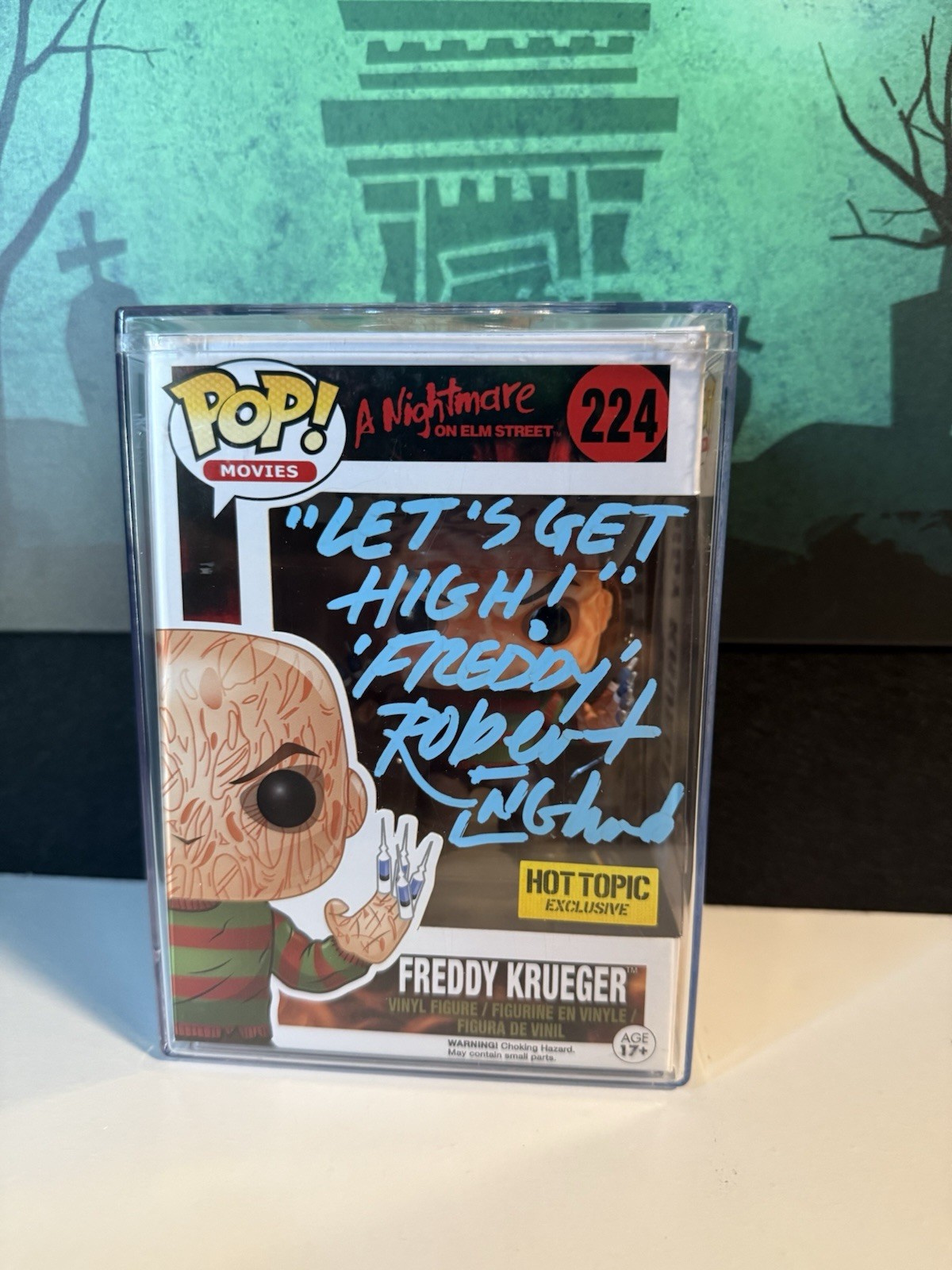 Signed Freddy Krueger Funko Pop 224 Hot Topic Exclusive Auto