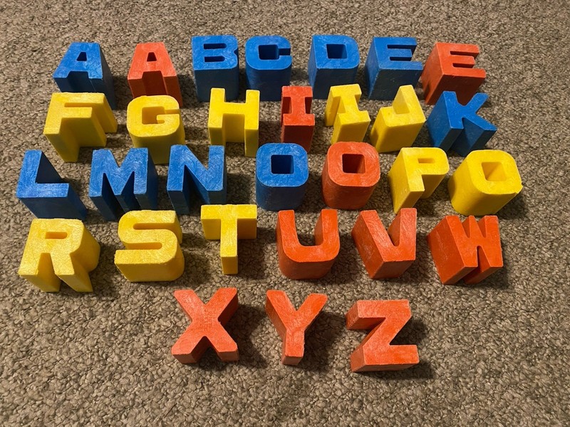 Vintage 2" Mattel Tuff Stuff ABC's Letter Blocks 1971 Complete Alphabet Lot (30)
