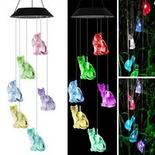 Cat Color Changing Solar Wind Chimes LED Lights Solar Wind Chimes Light Garden