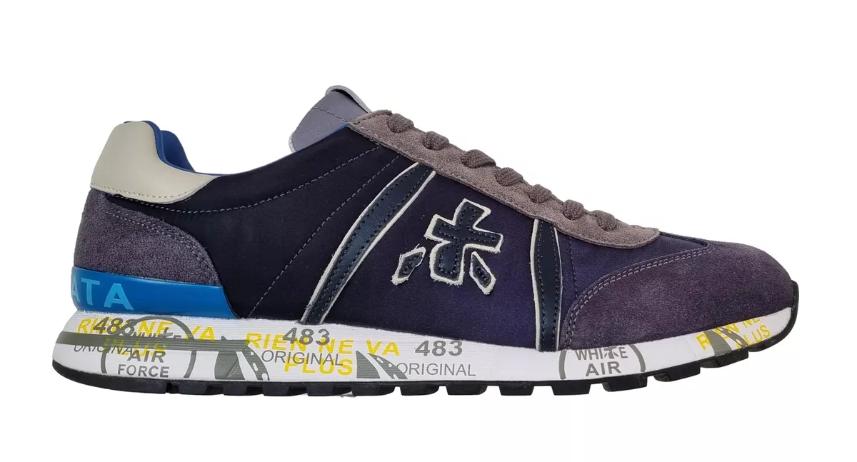 PREMIATA Lucy Leather Fabric Basketball Shoes for Men 5902 Blue