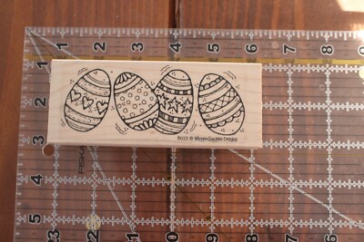 WHIPPER SNAPPER EASTER Painted Eggs Decorated Border Stripe Wood Rubber Stamp
