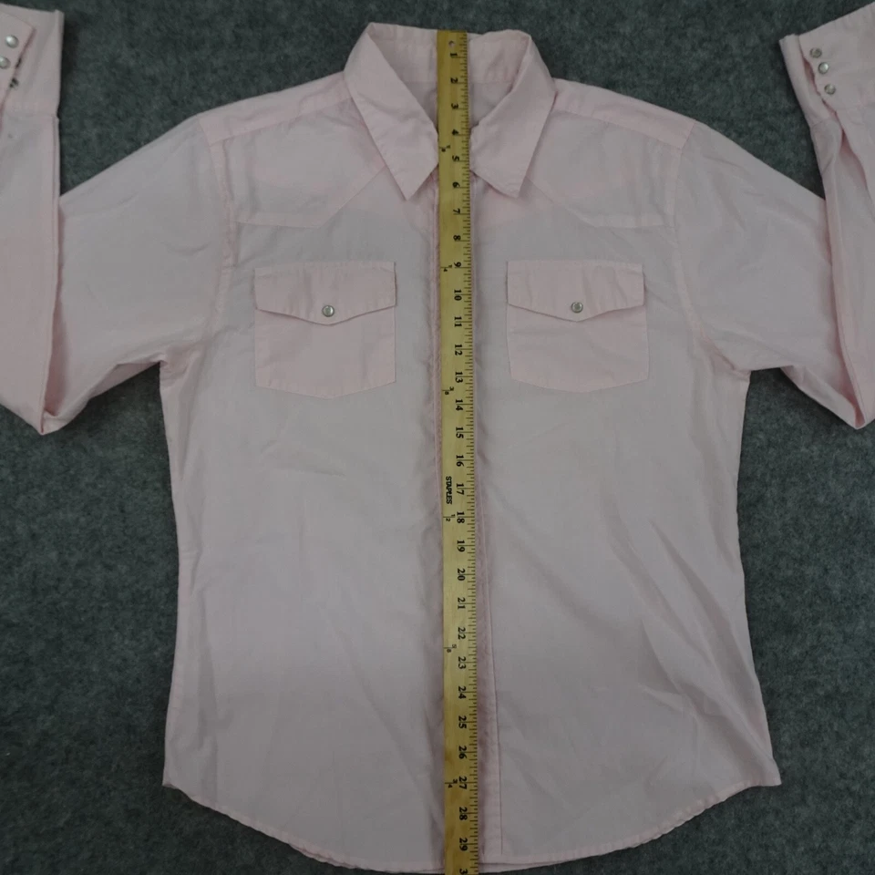 Machine Button Up Shirt Mens Large Western Pearl Snap Pink Cotton Rockabilly - Image 3 of 4
