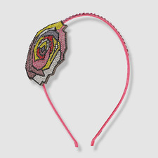 31 Bari Lynn Kids Girls Pink Embellished Crystal Flower Hair Band Headband