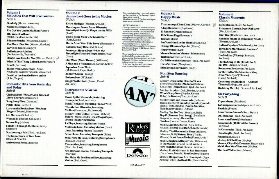 CASSETTES – JAMES LAST MAESTRO OF MELODY 4 CASSETTES READER’S DIGEST - Image 3 of 4