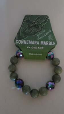 GENUINE Connemara Marble Stretch Bracelet With Genuine Swarovski Crystal