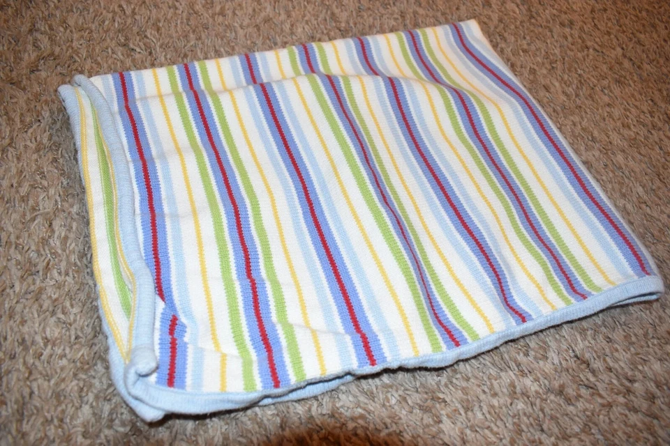 H4!WOW! 30x40 CIRCO Azul Multicolor Rayas Algodón Suéter Cuna Bebé Manta Foto 2 de 3