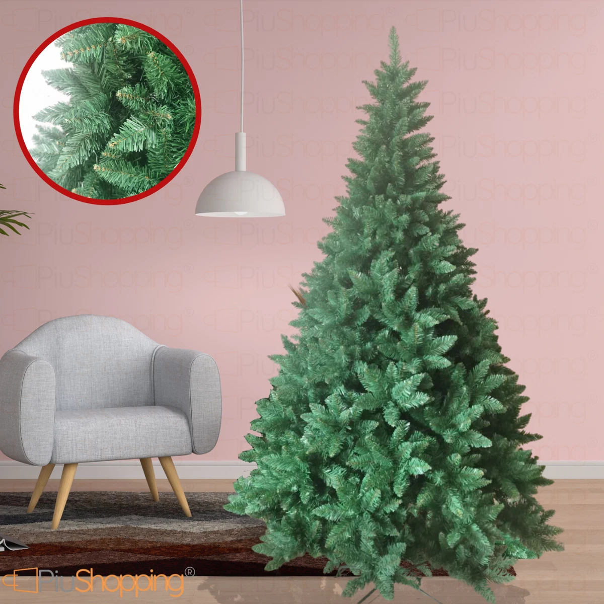 VidaXL Albero Di Natale Capovolto Con Supporto, Verde, 240 Cm, PVC, Rami Regolabili - Decorazione Natalizia Unica - 2