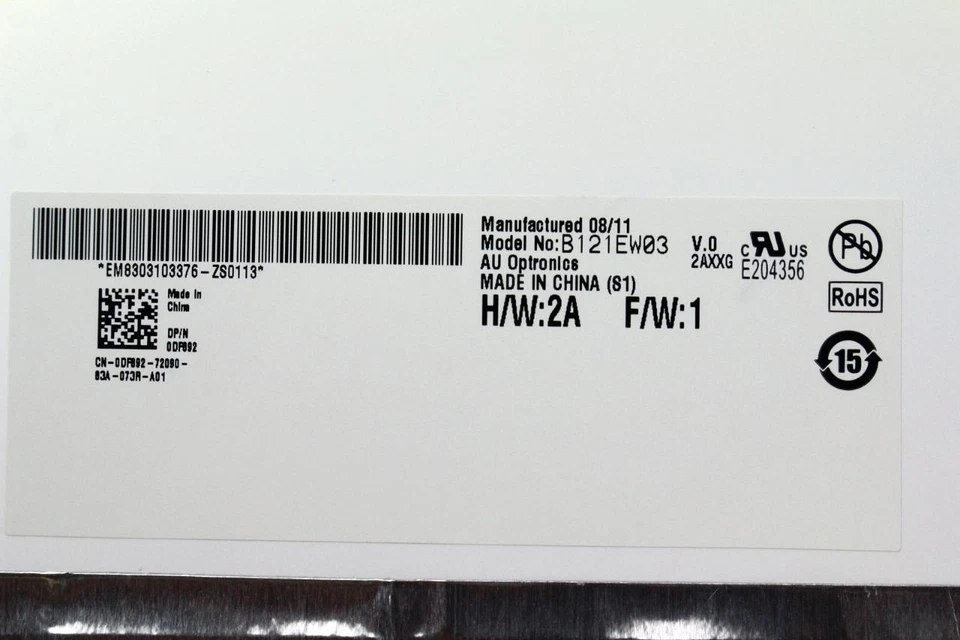 AU Optronics 12.1" WXGA Matte LCD Screen Display B121EW03 V.0 w/ Bracket DF892 - Image 4 of 4