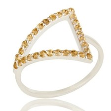 Natural Citrine Gemstone 925 Sterling Silver Rings Girls Engagement Jewelry