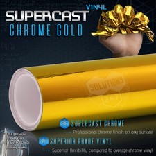 Supercast Flex Stretch Mirror Chrome Vinyl Wrap Sticker Roll Air Release - Gold