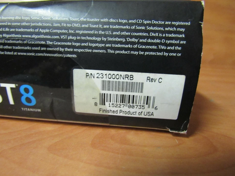 Roxio Toast 8 Titanium for MAC. New Sealed In Distressed Box. FAST FREE SHIPPING - Image 2 of 4