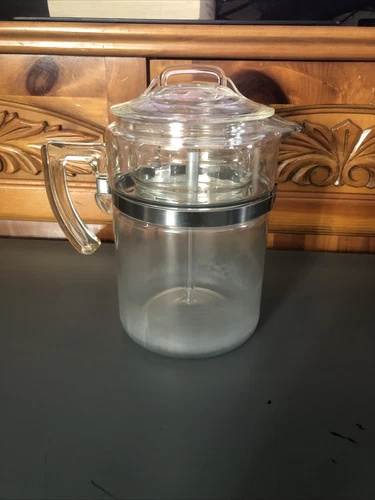 Vintage PYREX Flameware Glass Stove Top Percolator Coffee Pot 7829B Very Nice