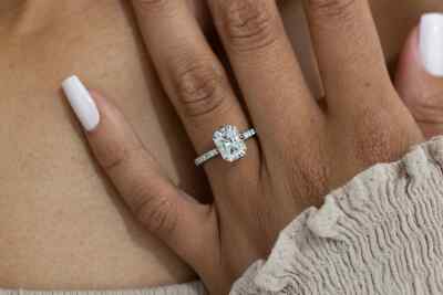 Hidden Halo Sterling Silver Moissanite 2.42 CT Radiant Cut Women's Wedding Ring