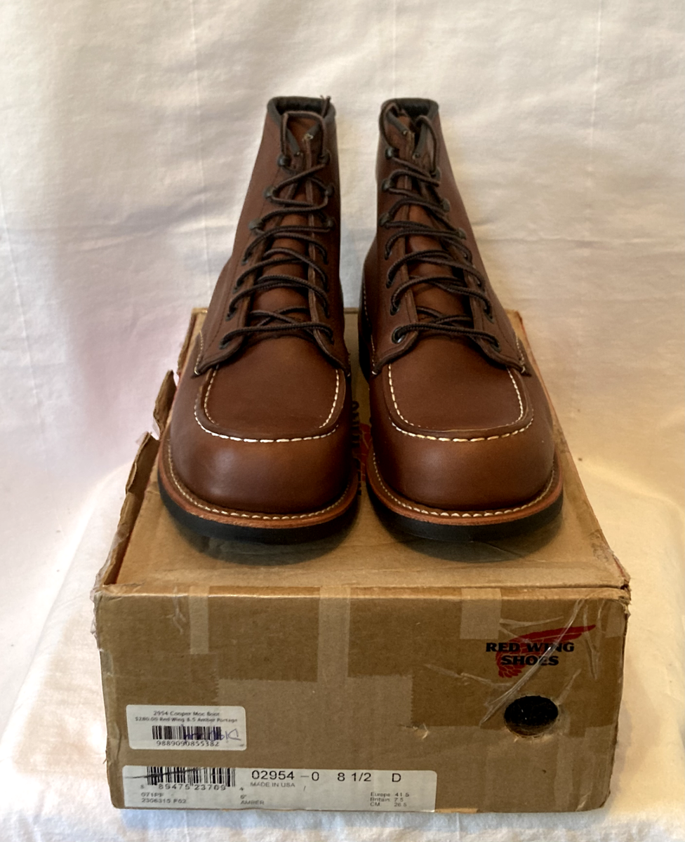 Red Wing Heritage 2954 Cooper Moc Toe Beckman Amber Portage US 8.5