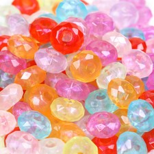100 PCS Color Resin Faceted European Large Hole Rondelle Beads 14mm hole 4.6mm