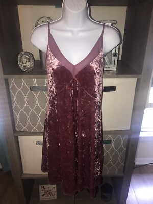 Full Tilt Dusty Pink Velvet Slip Dress Sz Large Going Out /Night Slip Mini Sheer