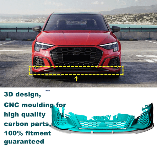 Für Audi S3 8Y 2022-23 Carbon Frontspoiler Frontlippe Front Stoßstangen Spoiler - Picture 2 of 9