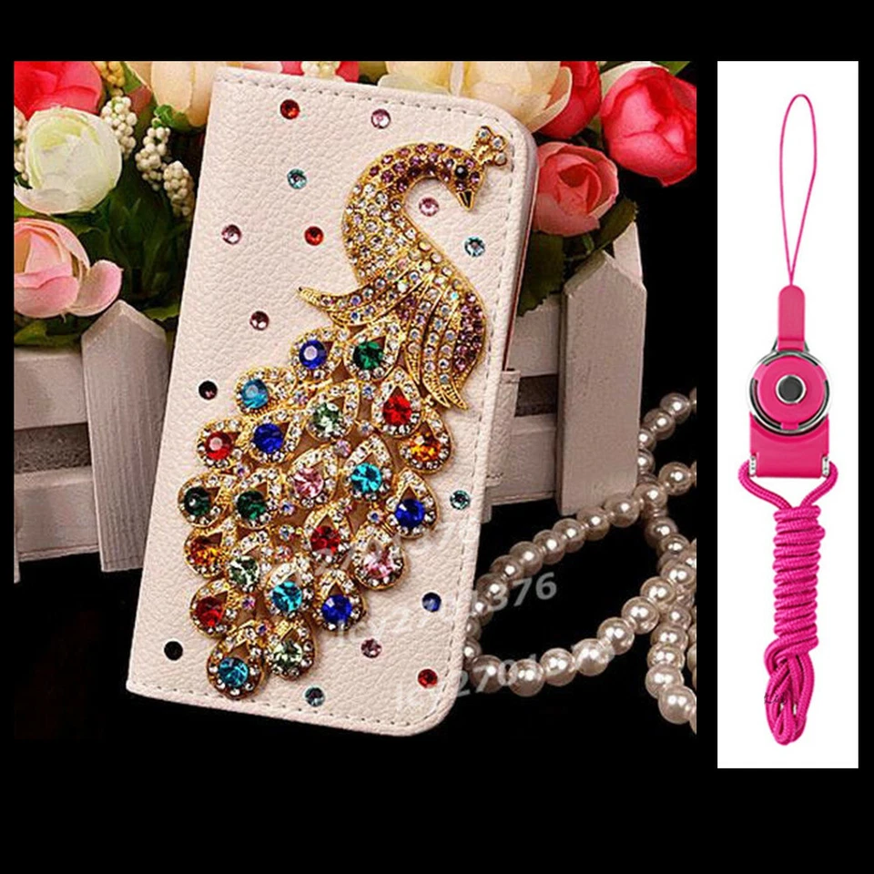 For iPhone 14/12 15 16 17 Pro Max Case Bling Diamonds Wallet Stand Leather Cover - Image 4 of 4