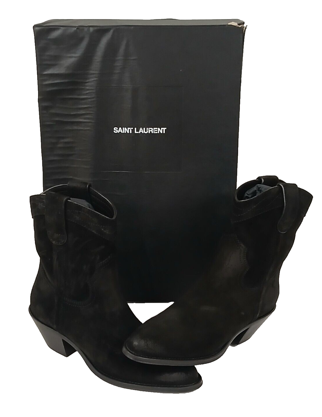 Stivali Saint Laurent YSL Vitello Hallem cera da uomo Eastwood 45 TAGLIA UE:37 US:7