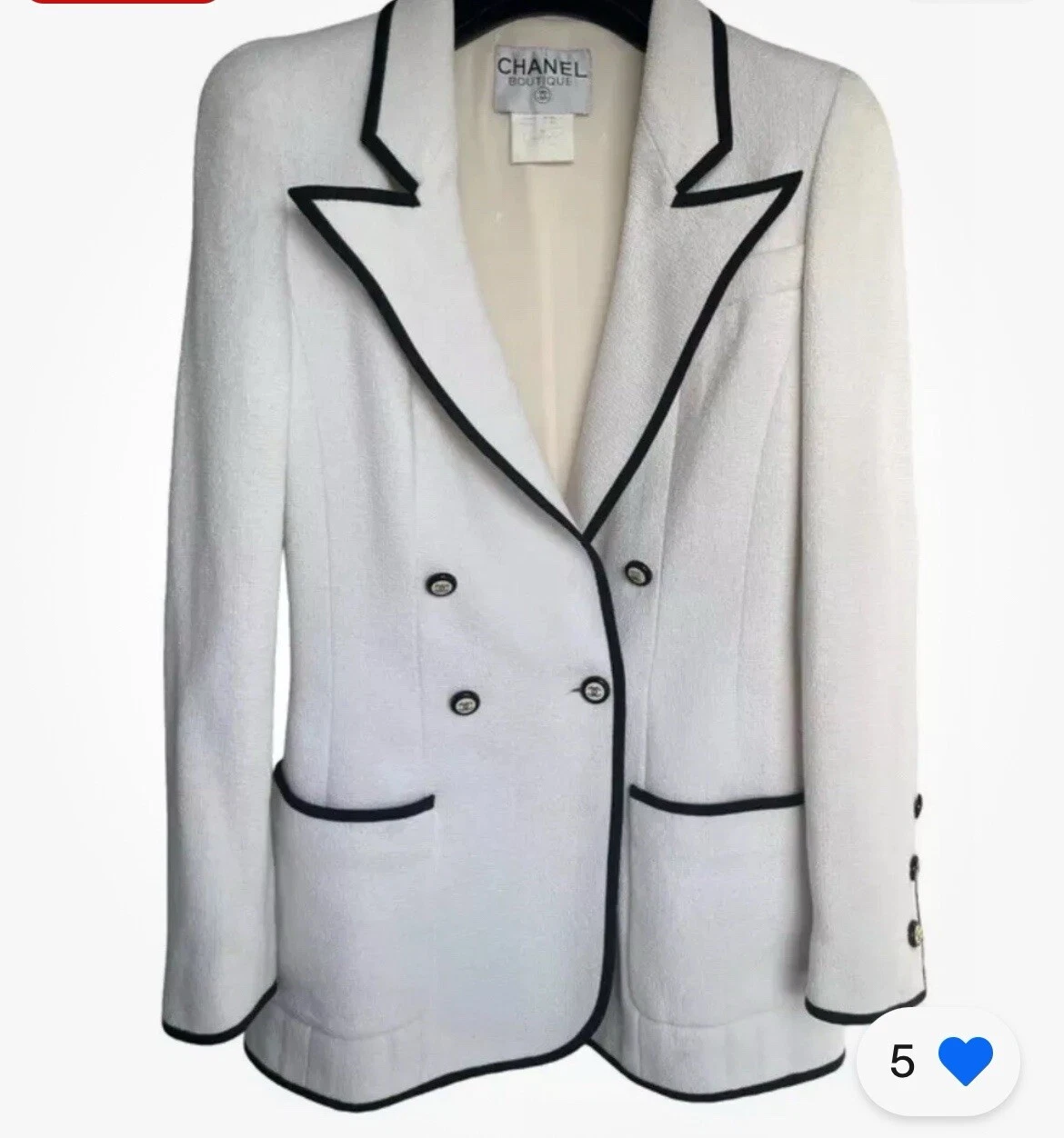 Blazer bianco doppiopetto Chanel 95 P taglia 36