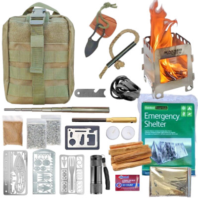 Survival Pack Ready To Go Everything You Need Fatwood Stove Ferro Rod Knife Tind