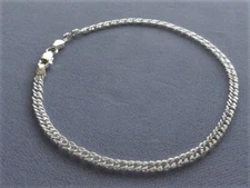 11" ANKLE BRACELET ITALIAN STERLING SILVER ROMBO STYLE 3mm 050  ITALY 925