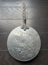 Aluminum Silent Butler - 11.75" Decorative Crumb Catcher with Floral Lid Vintage