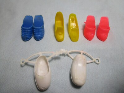Barbie Accs. Pairs Shoes-1 Ballet Slipper-2 Chunky Slide Sandal-1 yellow Loafer