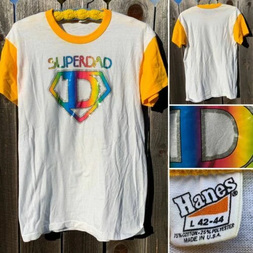 Hanes 1970s Short Sleeve Unisex Vintage T-Shirts for Men