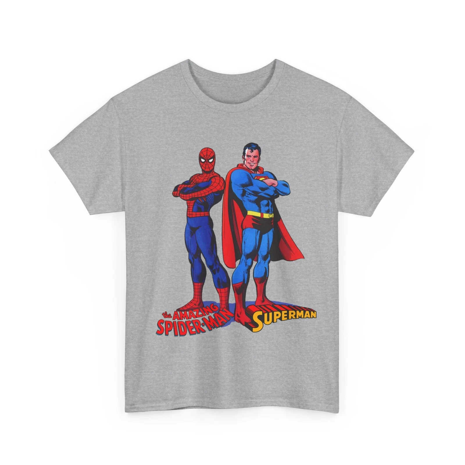 Amazing Spider-man, Superman T-Shirt - 1970s D.C Comics & Marvel Team-Up