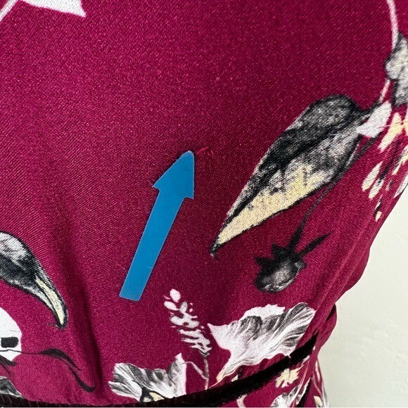 La Maison Talulah Cannes One Shoulder Burgundy Floral Midi Dress Size 3XL View 5