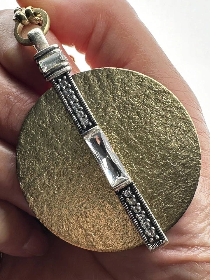 Colar medalhão ficha SILPADA pingente de cristal Swarovski medalhão de bronze assinado - Imagem 2 de 4