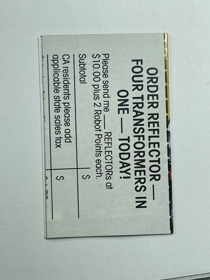 Reflector Mail In Order Form Vintage 1985 Hasbro Transformers G1 Catalog Perfect - Image 2 of 2