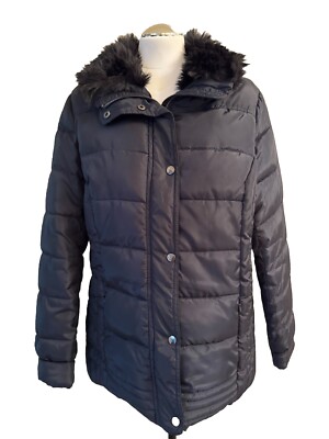 Peckott Steppjacke dunkelblau mit schwarzen Kunstfellkragen Gr.42