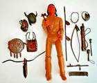 1967 Marx Johnny West Chief Cherokee Indian w/ Many Accessories  Needs Repair