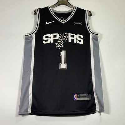 Victor Wembanyama #1 Schwarzes besticktes Trikot, neu mit Etikett!
