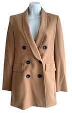 ZARA Camel Tan Double Breasted Tailored Blazer Jacket 8042/703/ 704 Size XS 